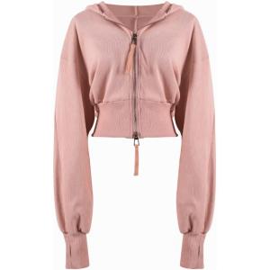 Arssm Cropped Hoodie Women Zip Up Long Sleeve Sweatshirts Casual Fashion Hooded Workout Jacket Crop Top(Pink)