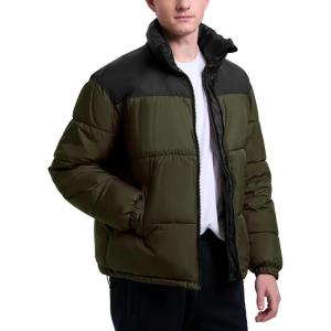 Arssm Men Puffer Jacket Lightweight Warm Winter Puffy Coats Water Resistant Quilted Puffer Parka Coat(Army)