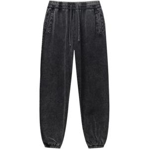 Arssm Mens Acid Wash Athletic Sweatpants Elastic Waist Joggers Drawstring Jogger Pants Workout Long Pants(Black)