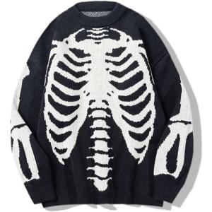 Arssm Mens Vintage Sweater Grandpa y2k Oversized Casual Cable Knit Sweater Pullover Graphic Crewneck Tops(Black)