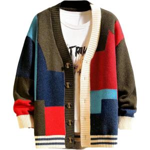 Arssm Mens Cardigan Sweater Knitted Long Sleeve V Neck Button Down Sweaters Casual Cardigans(Red)