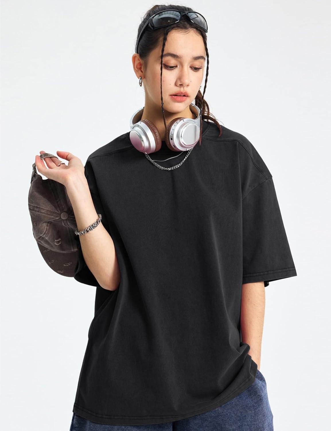 image:imageArssm Women Oversized T Shirts Acid Washed Cotton Tees Vintage Baggy Loose Fit Streetwear Workout TopsBlackbeigearmy