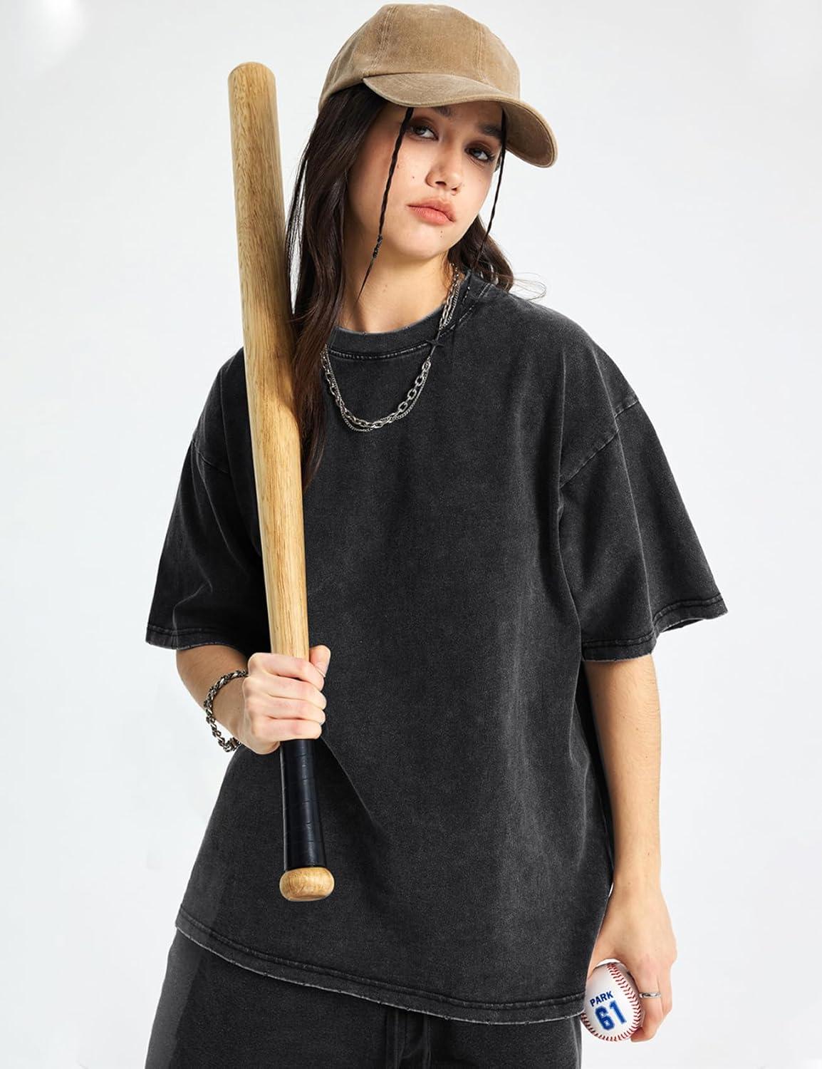 image:imageArssm Women Oversized T Shirts Acid Washed Cotton Tees Vintage Baggy Loose Fit Streetwear Workout TopsBlackgreybeige