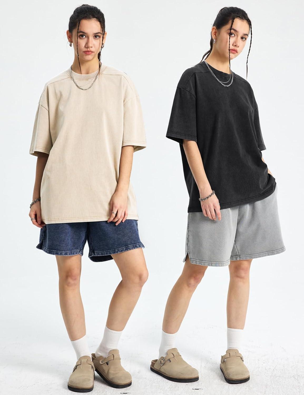 image:imageArssm Women Oversized T Shirts Acid Washed Cotton Tees Vintage Baggy Loose Fit Streetwear Workout TopsBlackkhakibeige