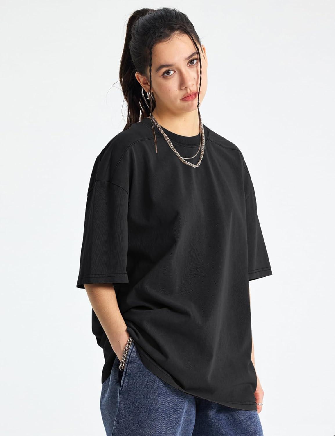 image:imageArssm Women Oversized T Shirts Acid Washed Cotton Tees Vintage Baggy Loose Fit Streetwear Workout TopsBlackkhakibeige