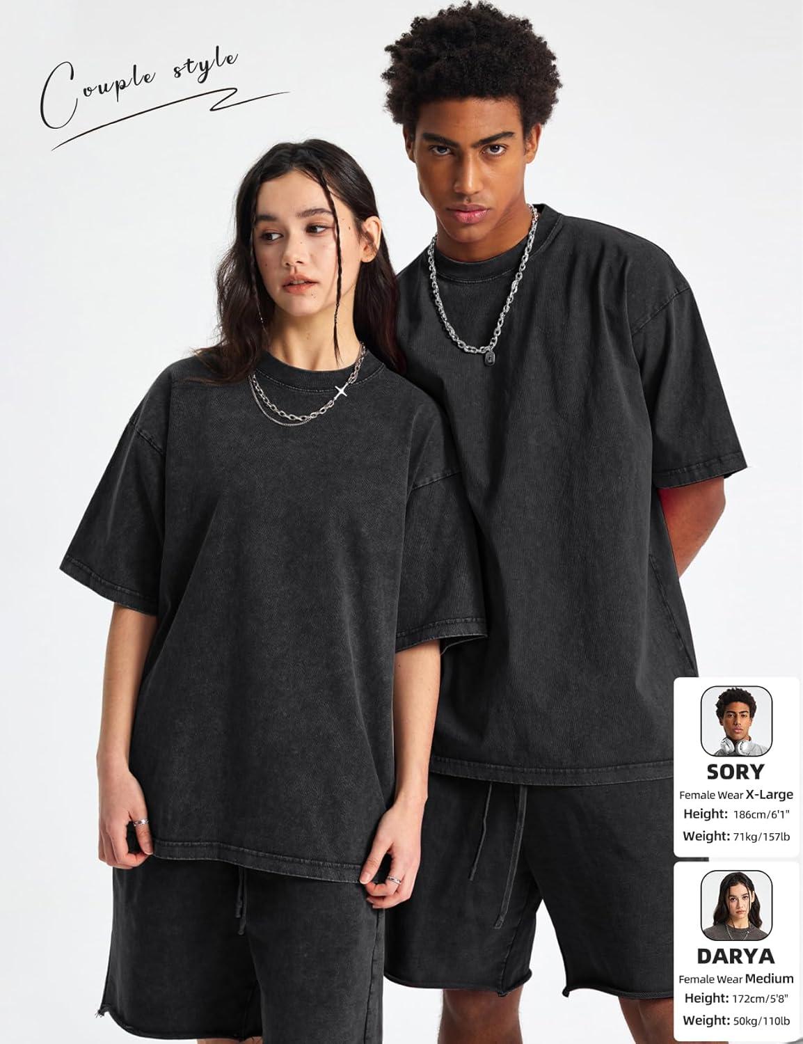 image:imageArssm Mens Oversized T Shirts Cotton Acid Wash Baggy Tees Loose Fit Vintage Heavyweight TShirtsBlack