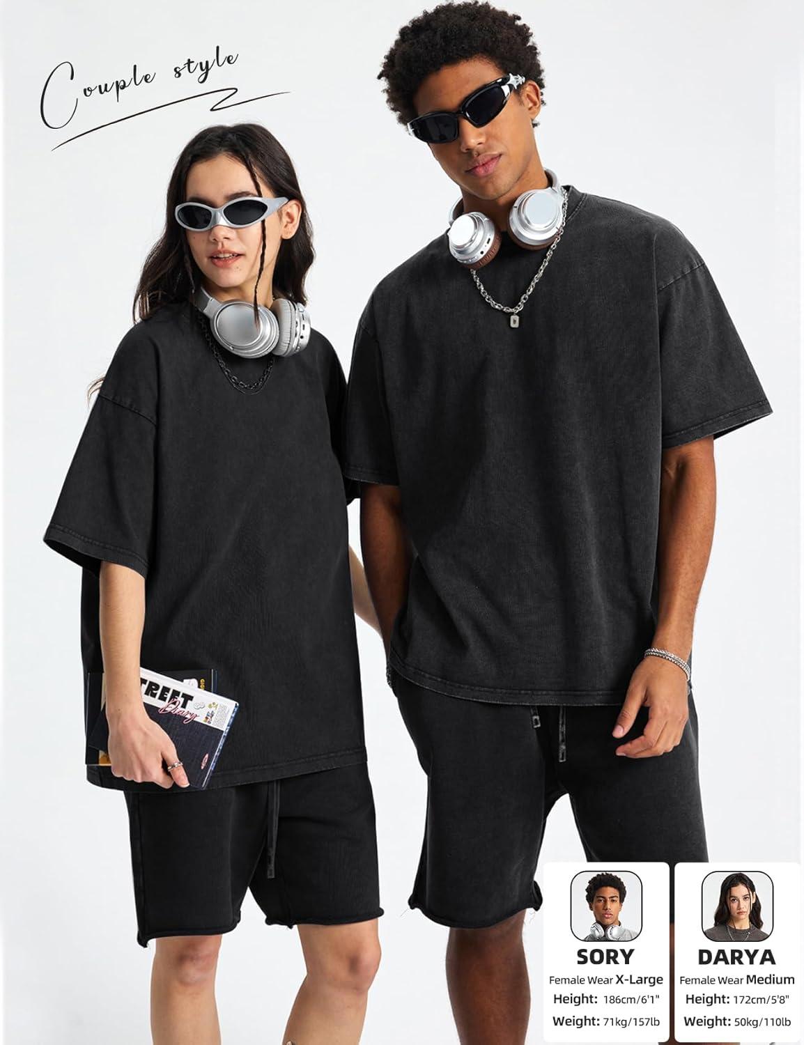 image:imageArssm Mens Oversized T Shirts Cotton Acid Wash Baggy Tees Loose Fit Vintage Heavyweight TShirtsBlack