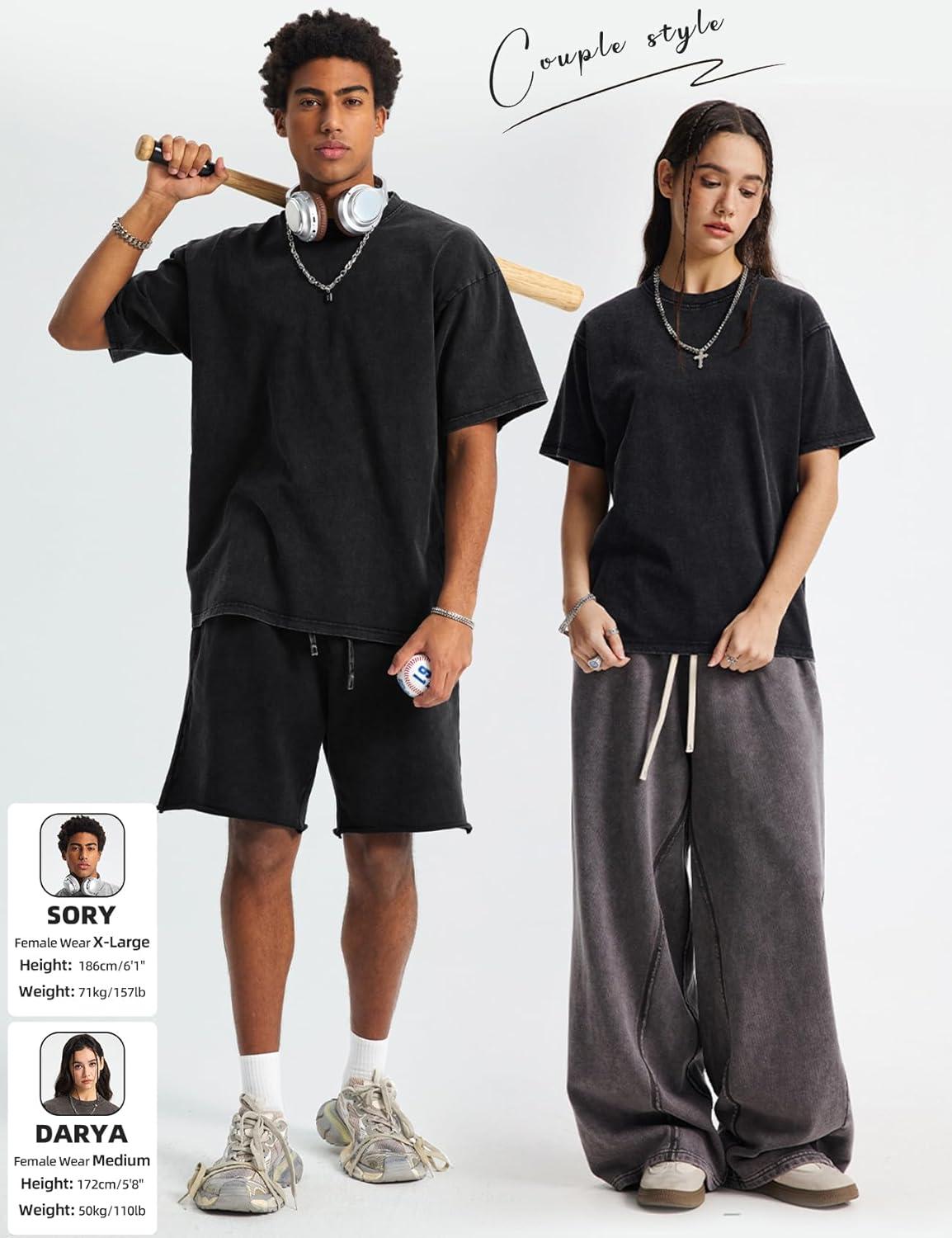 image:imageArssm Mens Oversized T Shirts Cotton Acid Wash Baggy Tees Loose Fit Vintage Heavyweight TShirtsBlack
