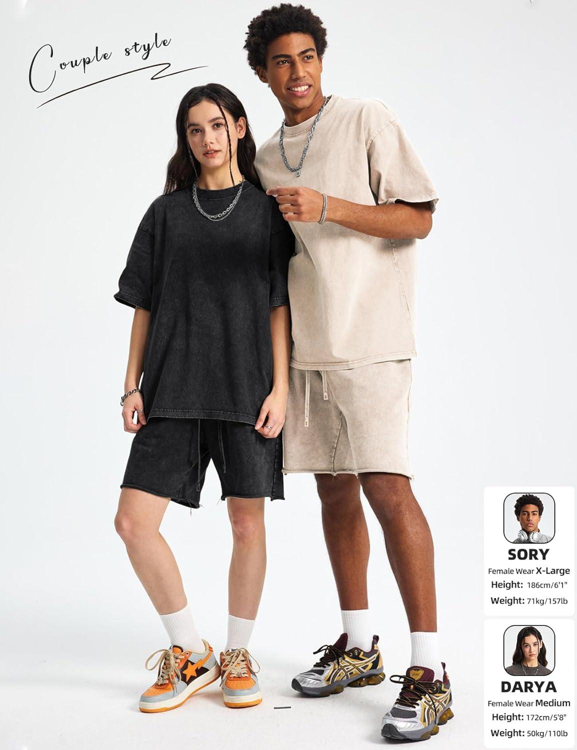 image:imageArssm Mens Oversized T Shirts Cotton Acid Wash Baggy Tees Loose Fit Vintage Heavyweight TShirtsBlackbeigearmykhakigrey