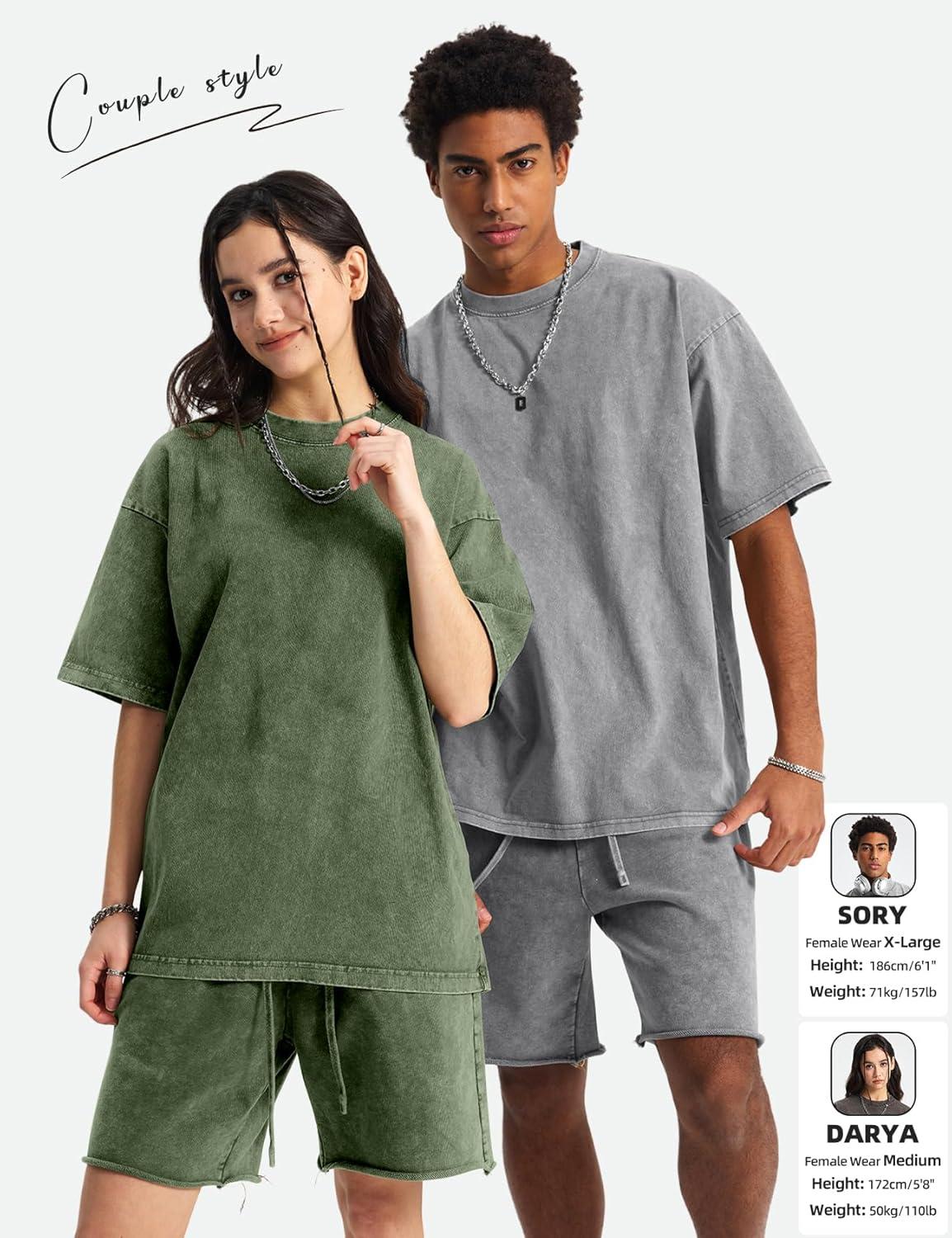 image:imageArssm Mens Oversized T Shirts Cotton Acid Wash Baggy Tees Loose Fit Vintage Heavyweight TShirtsBlackbeigearmykhakigrey