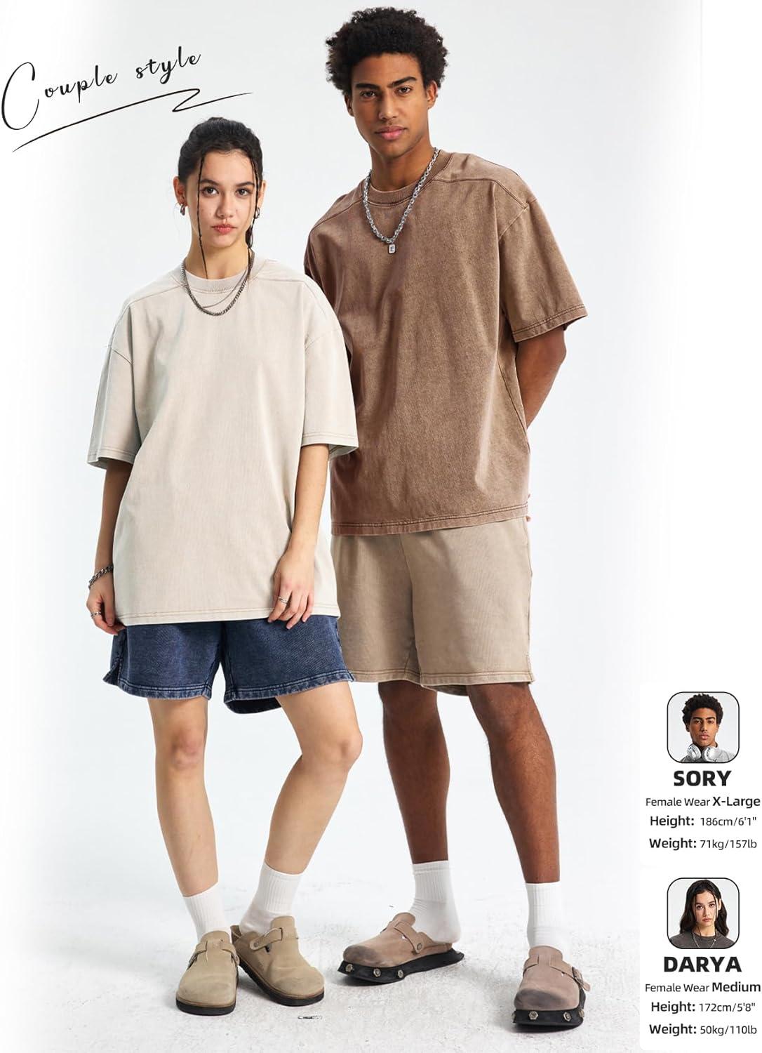 image:imageArssm Mens Oversized T Shirts Cotton Acid Wash Baggy Tees Loose Fit Vintage Heavyweight TShirtsBlackblackgreykhakibeige