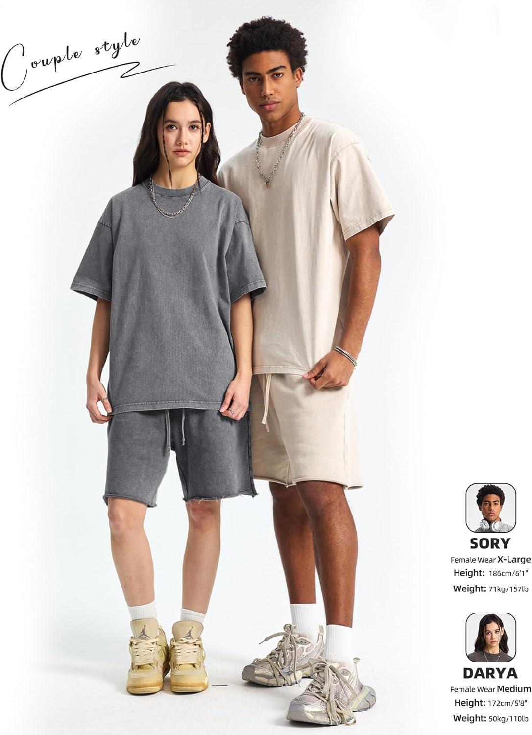 image:imageArssm Mens Oversized T Shirts Cotton Acid Wash Baggy Tees Loose Fit Vintage Heavyweight TShirtsBlackblackgreykhakibeige