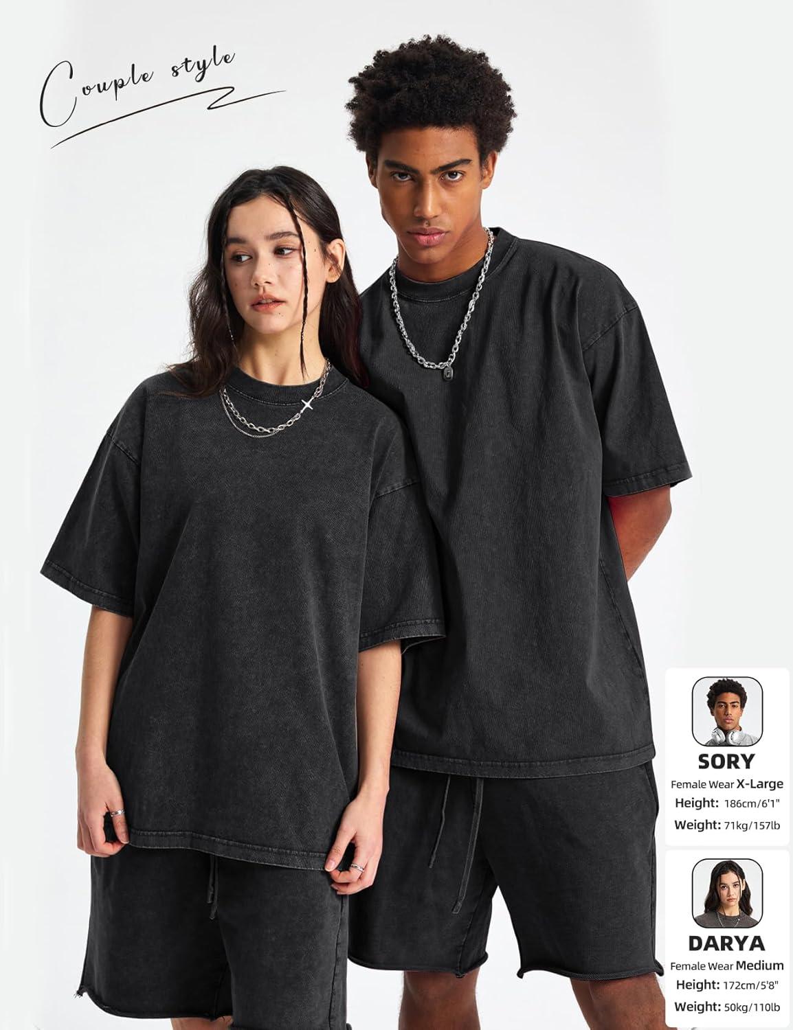 image:imageArssm Mens Oversized T Shirts Cotton Acid Wash Baggy Tees Loose Fit Vintage Heavyweight TShirtsBlackblackgreykhakibeige