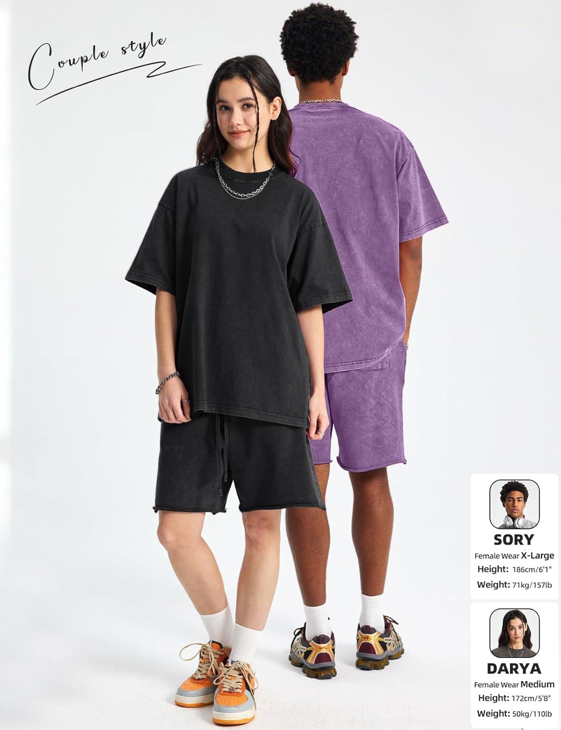 image:imageArssm Mens Oversized T Shirts Cotton Acid Wash Baggy Tees Loose Fit Vintage Heavyweight TShirtsBlackkhakibeigearmypurple