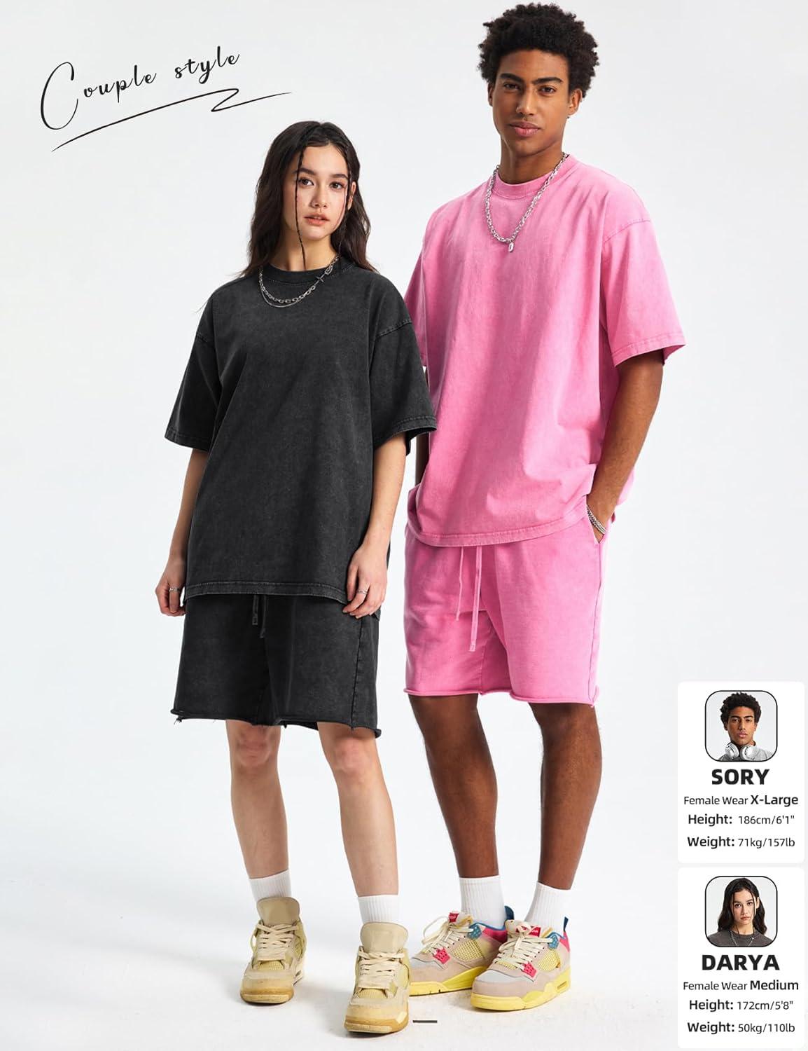 image:imageArssm Mens Oversized T Shirts Cotton Acid Wash Baggy Tees Loose Fit Vintage Heavyweight TShirtsBlackpinkpurplebluebeige