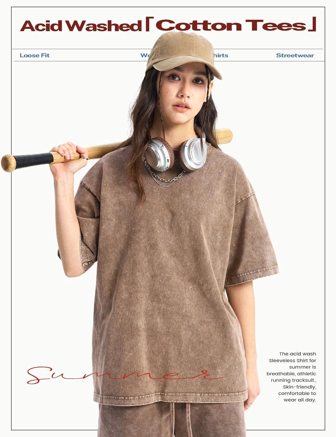 image:imageArssm Womens Oversized TShirts Cotton Acid Wash Boyfriend Tee Shirt Loose Fit Vintage TShirtsBlackbeigearmykhakigrey