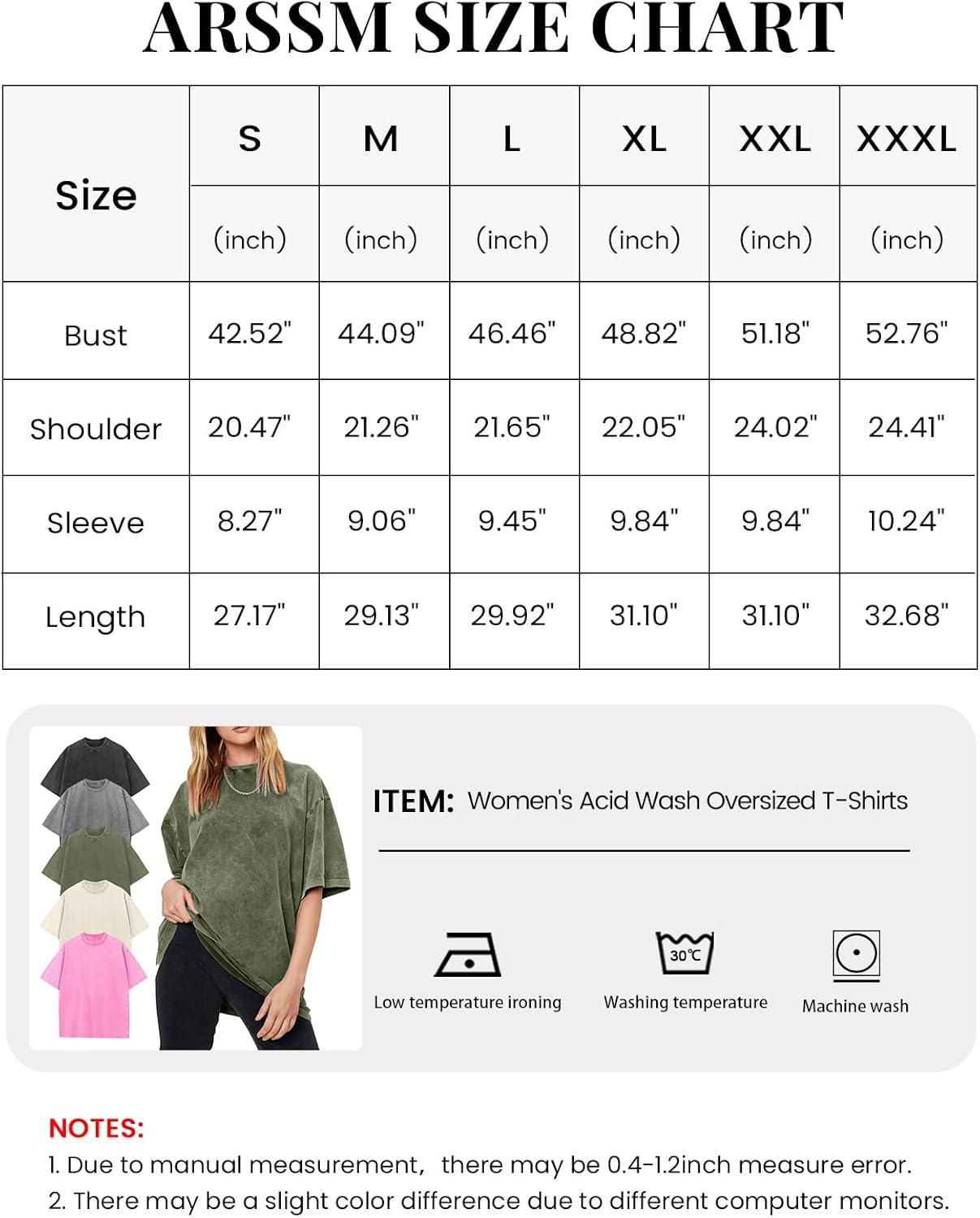 image:imageArssm Womens Oversized TShirts Cotton Acid Wash Boyfriend Tee Shirt Loose Fit Vintage TShirtsBlackgreybeigearmypink