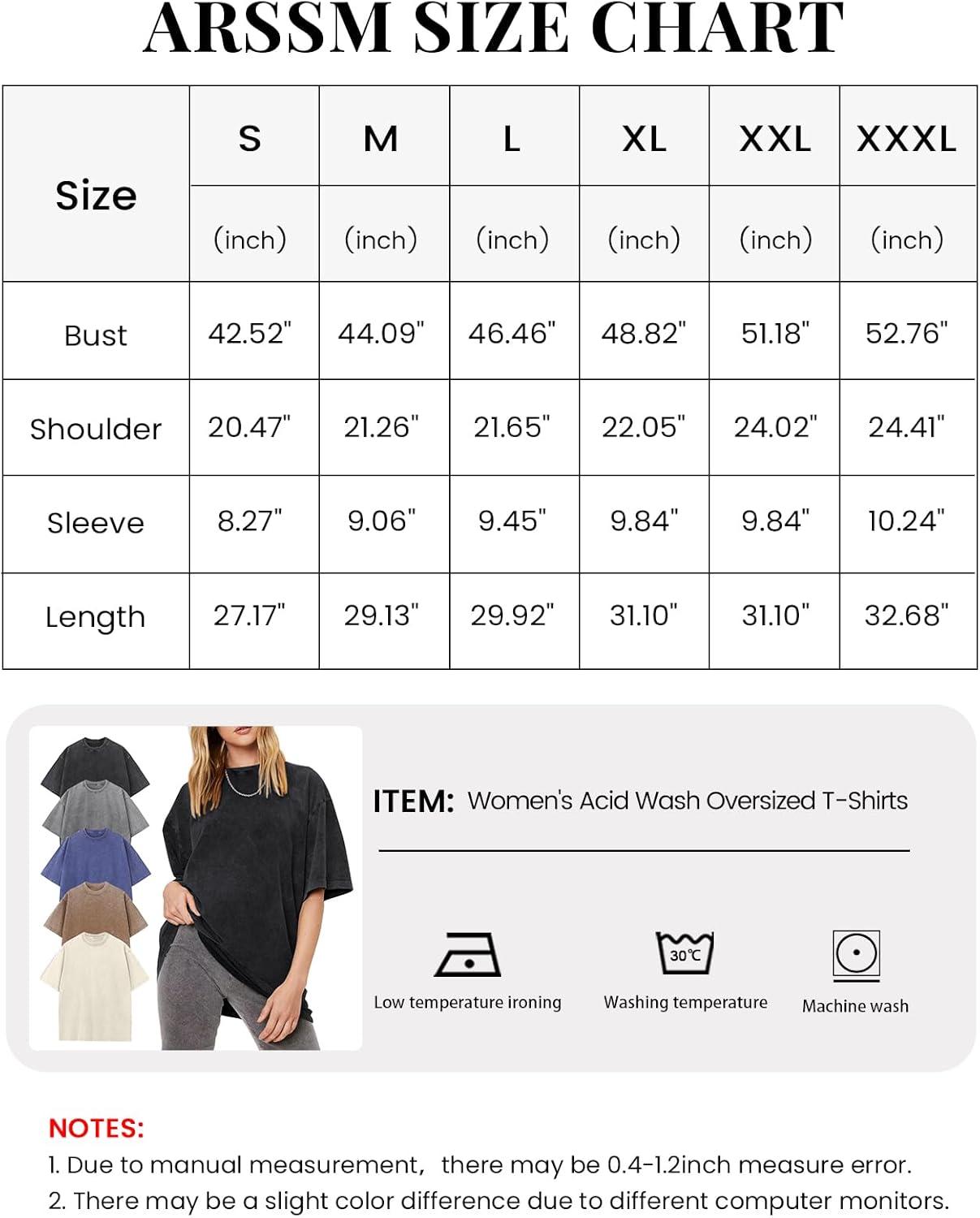 image:imageArssm Womens Oversized TShirts Cotton Acid Wash Boyfriend Tee Shirt Loose Fit Vintage TShirtsBlackgreykhakibeigeblue
