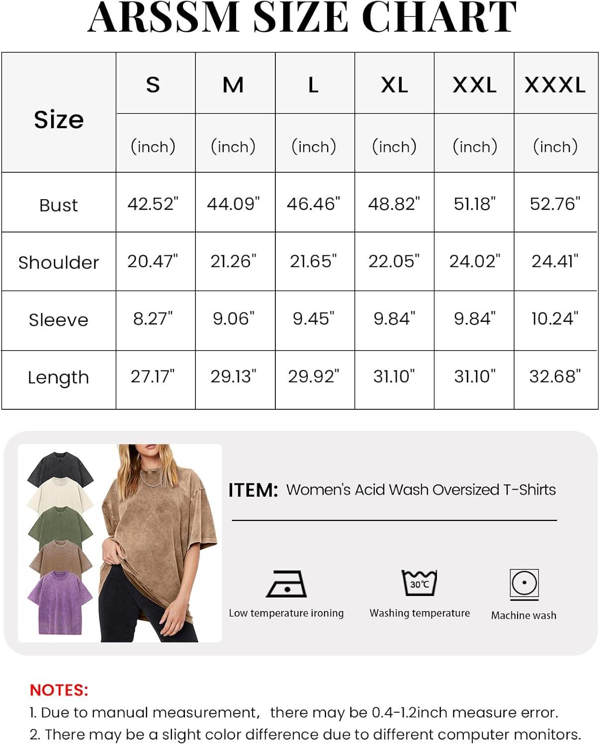 image:imageArssm Womens Oversized TShirts Cotton Acid Wash Boyfriend Tee Shirt Loose Fit Vintage TShirtsBlackkhakibeigearmypurple