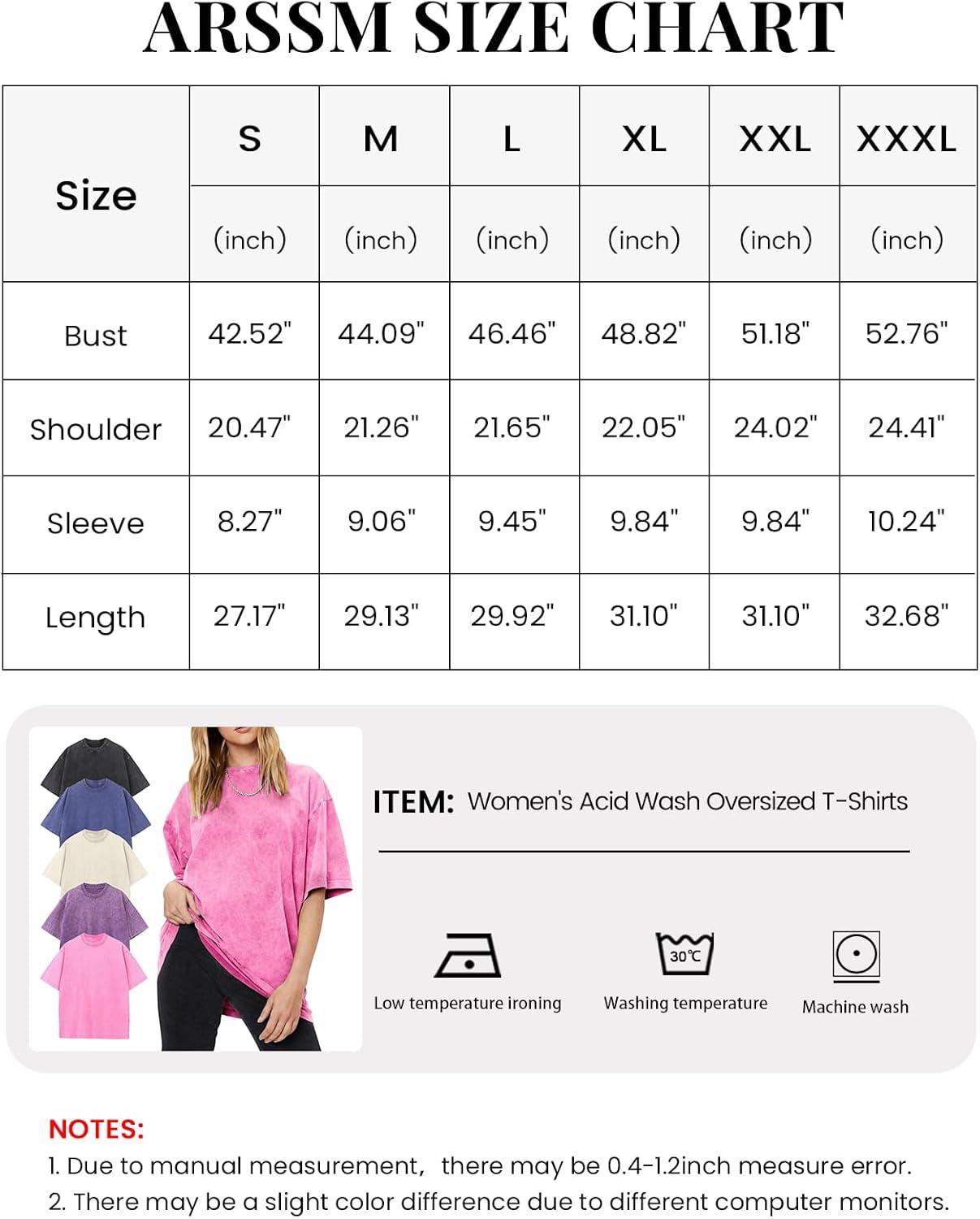 image:imageArssm Womens Oversized TShirts Cotton Acid Wash Boyfriend Tee Shirt Loose Fit Vintage TShirtsBlackpinkpurplebluebeige