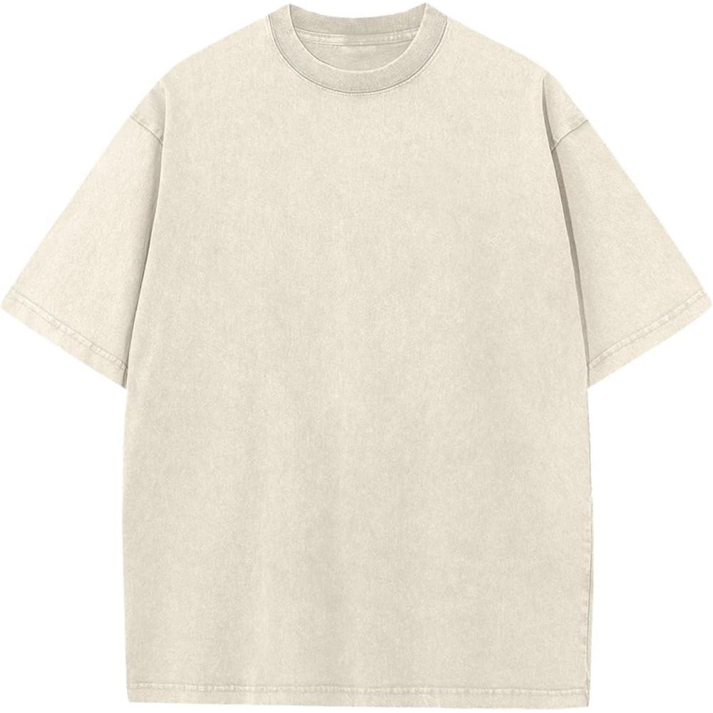 image:imageArssm Mens Oversized T Shirts Cotton Acid Wash Baggy Tees Loose Fit Vintage Heavyweight TShirtsBeige