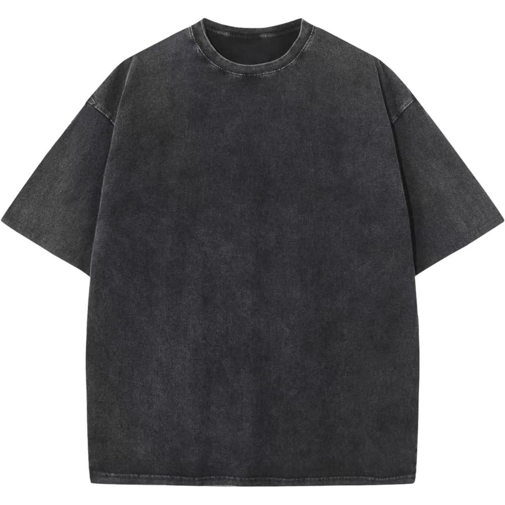 image:imageArssm Mens Oversized T Shirts Cotton Acid Wash Baggy Tees Loose Fit Vintage Heavyweight TShirtsBlack