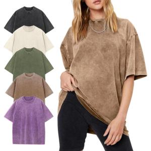 Arssm Women’s Oversized T-Shirts Cotton Acid Wash Boyfriend Tee Shirt Loose Fit Vintage T-Shirts(Black+khaki+beige+army+purple)