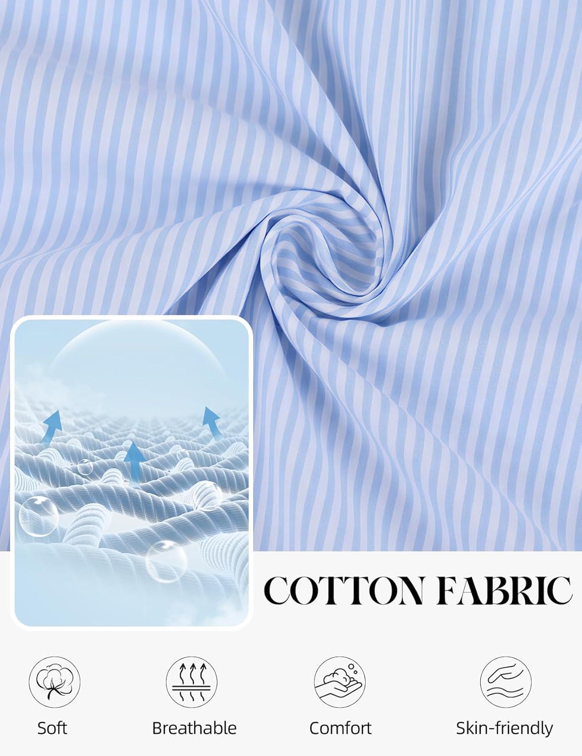 image:imageArssm Womens Striped Pajama Sets 2 Piece Cotton Pjs Sets Short Sleeve Button Down Shirts and Shorts SleepwearBlue
