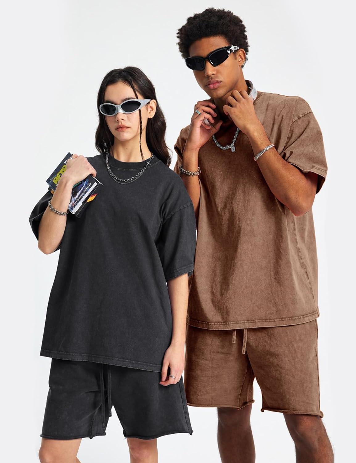 image:imageArssm Oversized Tshirts for Men Acid Wash Loose Fit Vintage Cotton Heavyweight T Shirts Baggy TeesBlackarmykhakibeige