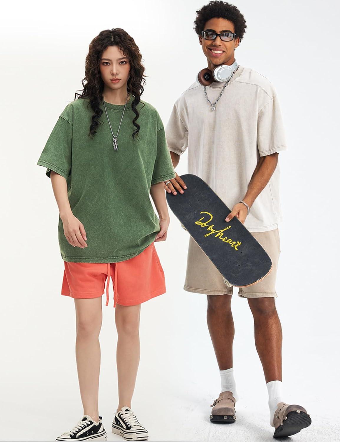 image:imageArssm Oversized Tshirts for Men Acid Wash Loose Fit Vintage Cotton Heavyweight T Shirts Baggy TeesBlackarmykhakibeige