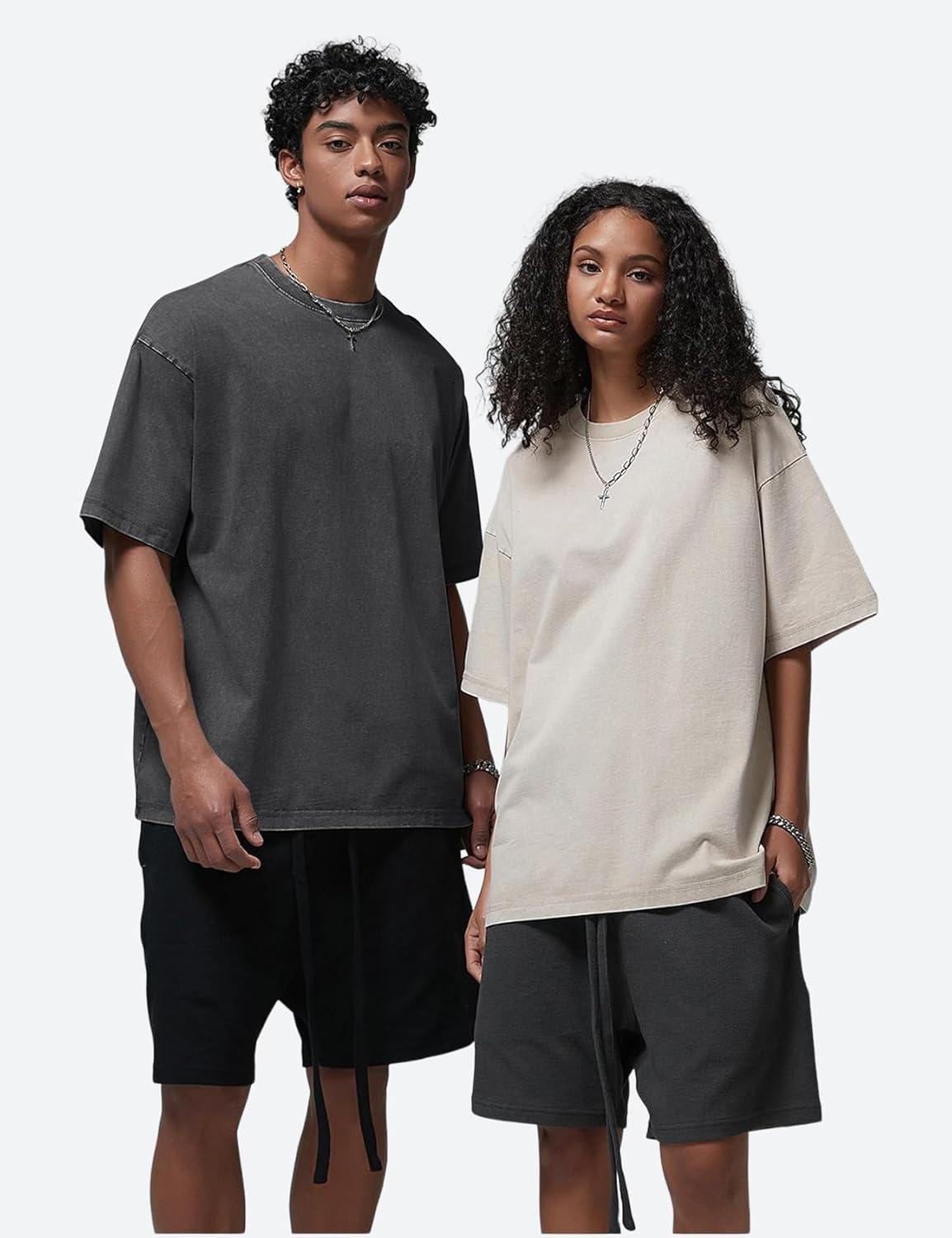 image:imageArssm Oversized Tshirts for Men Acid Wash Loose Fit Vintage Cotton Heavyweight T Shirts Baggy TeesBlackarmykhakibeige