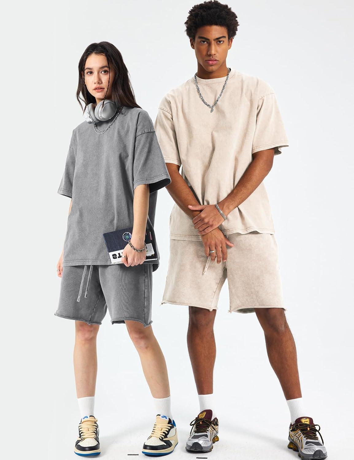 image:imageArssm Oversized Tshirts for Men Acid Wash Loose Fit Vintage Cotton Heavyweight T Shirts Baggy TeesBlackgreyarmybeige