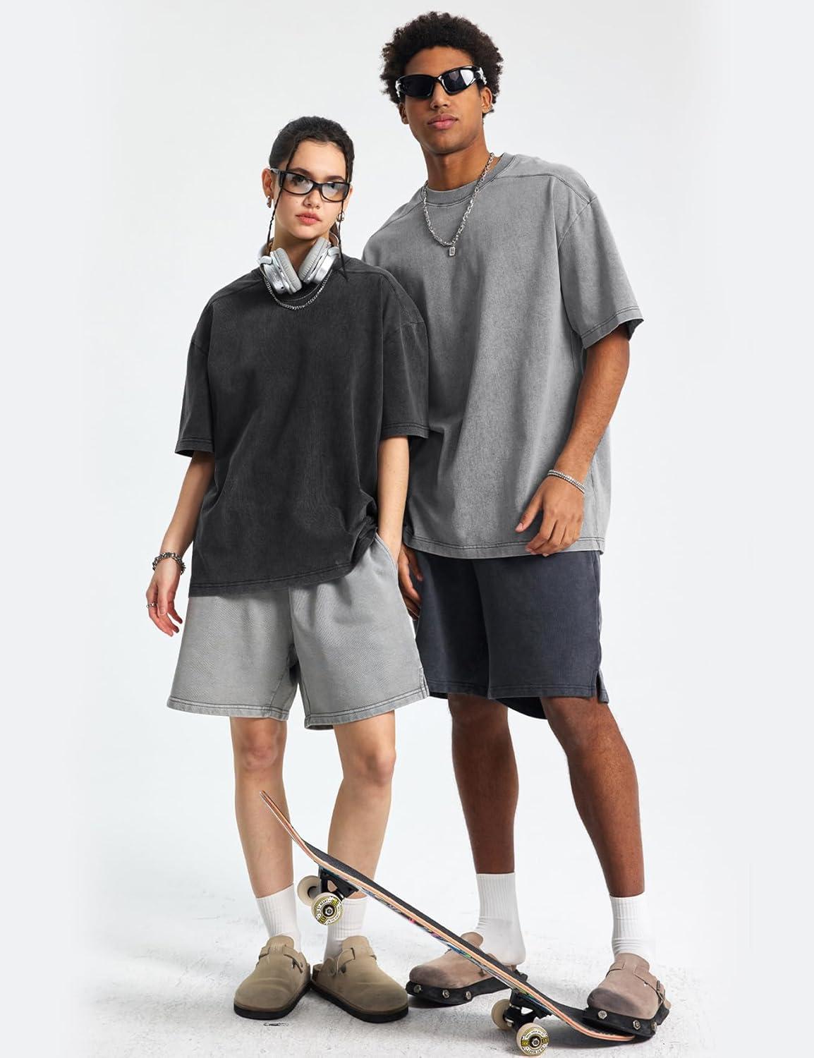 image:imageArssm Oversized Tshirts for Men Acid Wash Loose Fit Vintage Cotton Heavyweight T Shirts Baggy TeesBlackgreyarmybeige