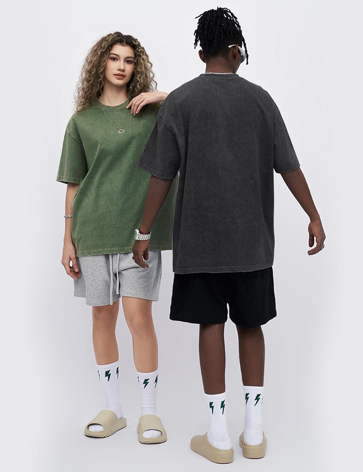 image:imageArssm Oversized Tshirts for Men Acid Wash Loose Fit Vintage Cotton Heavyweight T Shirts Baggy TeesBlackgreykhakiarmy