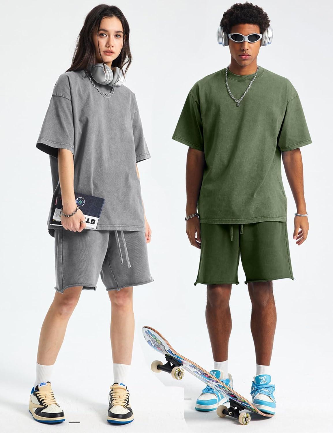 image:imageArssm Oversized Tshirts for Men Acid Wash Loose Fit Vintage Cotton Heavyweight T Shirts Baggy TeesBlackgreykhakiarmy