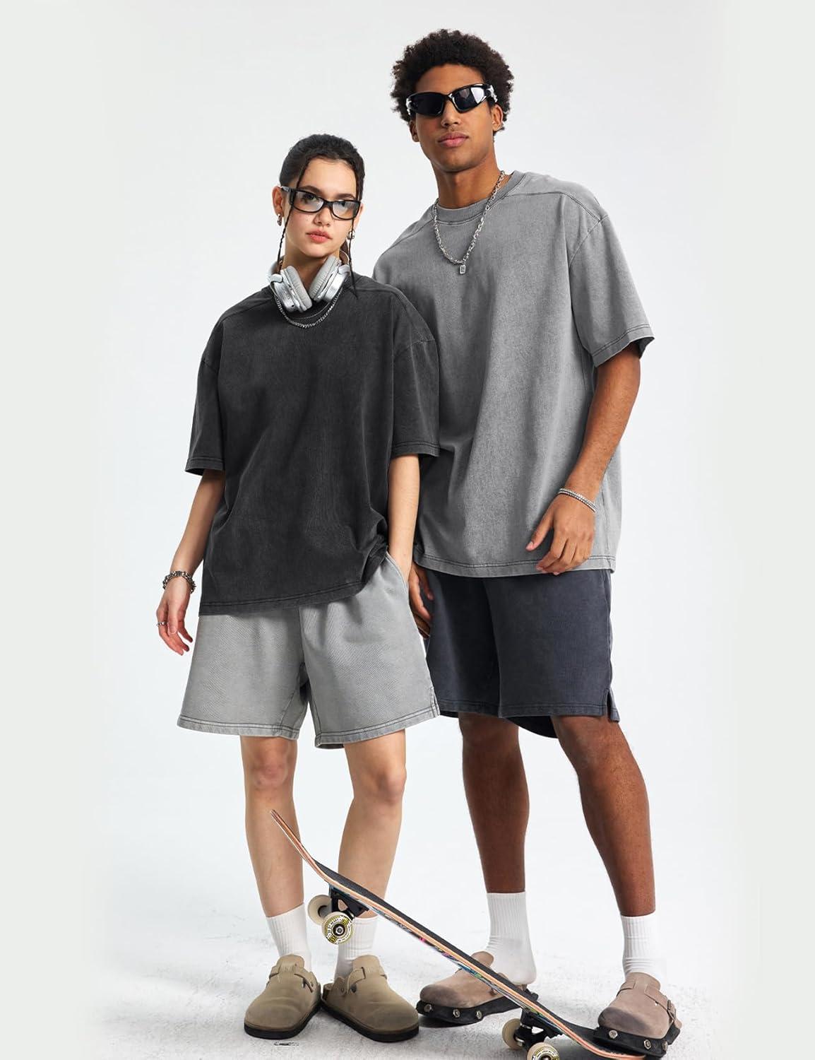 image:imageArssm Oversized Tshirts for Men Acid Wash Loose Fit Vintage Cotton Heavyweight T Shirts Baggy TeesBlackgreykhakiarmy
