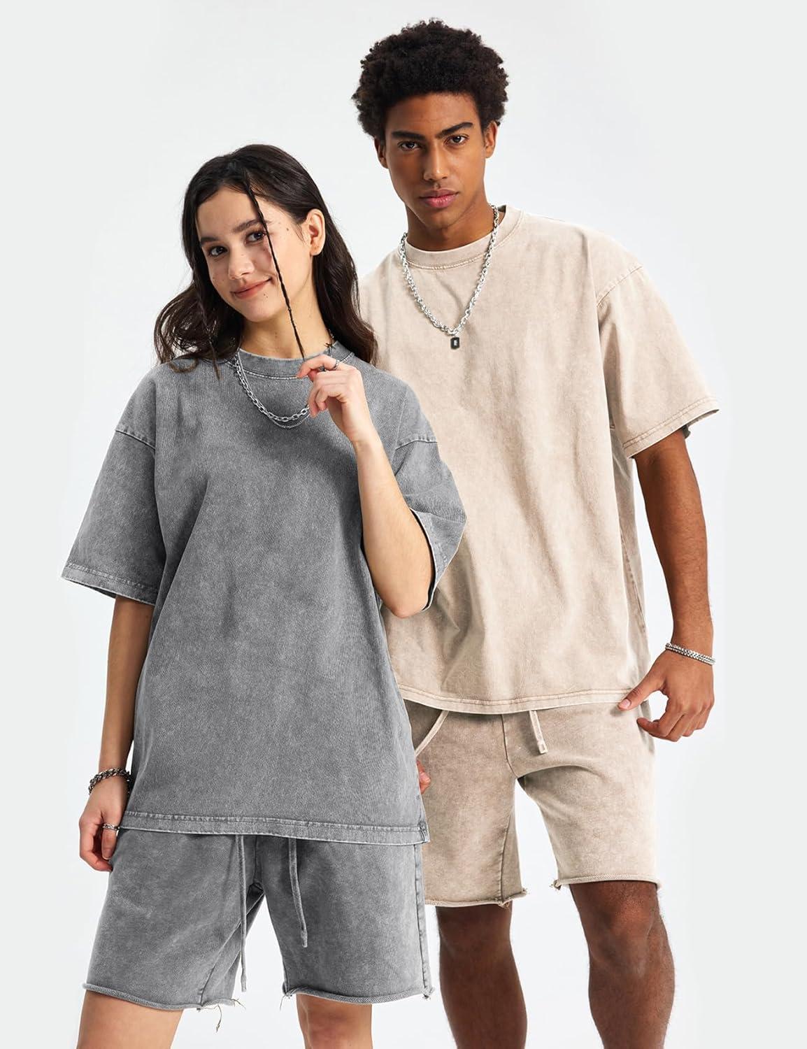 image:imageArssm Oversized Tshirts for Men Acid Wash Loose Fit Vintage Cotton Heavyweight T Shirts Baggy TeesBlackgreykhakibeige