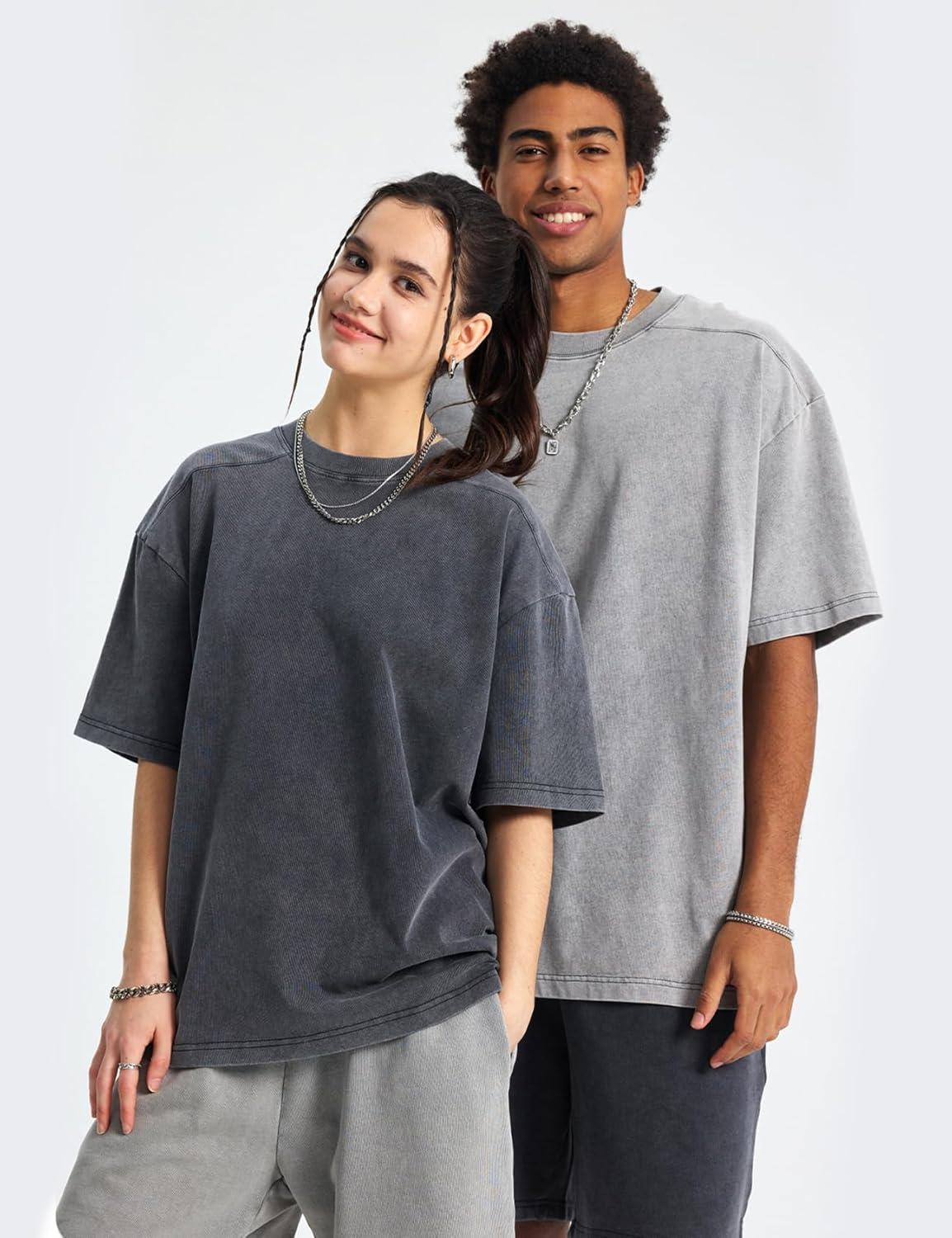 image:imageArssm Oversized Tshirts for Men Acid Wash Loose Fit Vintage Cotton Heavyweight T Shirts Baggy TeesBlackgreykhakibeige