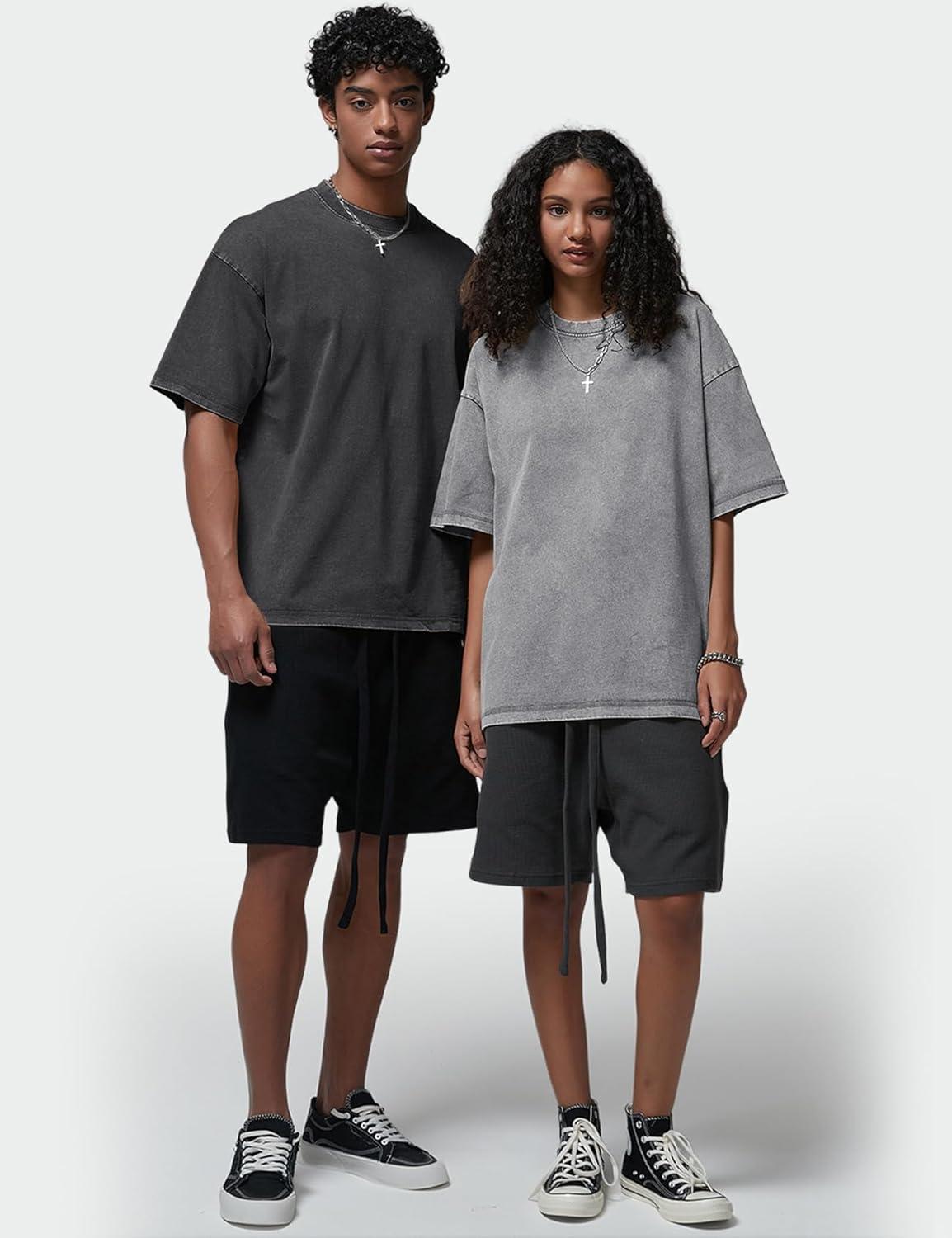 image:imageArssm Oversized Tshirts for Men Acid Wash Loose Fit Vintage Cotton Heavyweight T Shirts Baggy TeesBlackgreykhakibeige