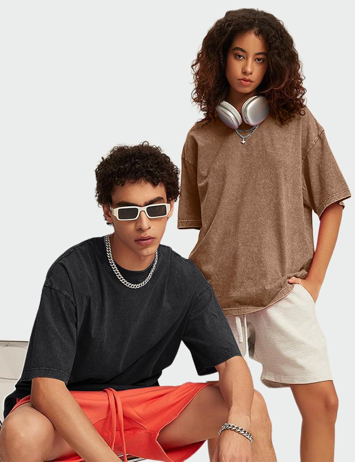 image:imageArssm Oversized Tshirts for Men Acid Wash Loose Fit Vintage Cotton Heavyweight T Shirts Baggy TeesBlackgreykhakiblue