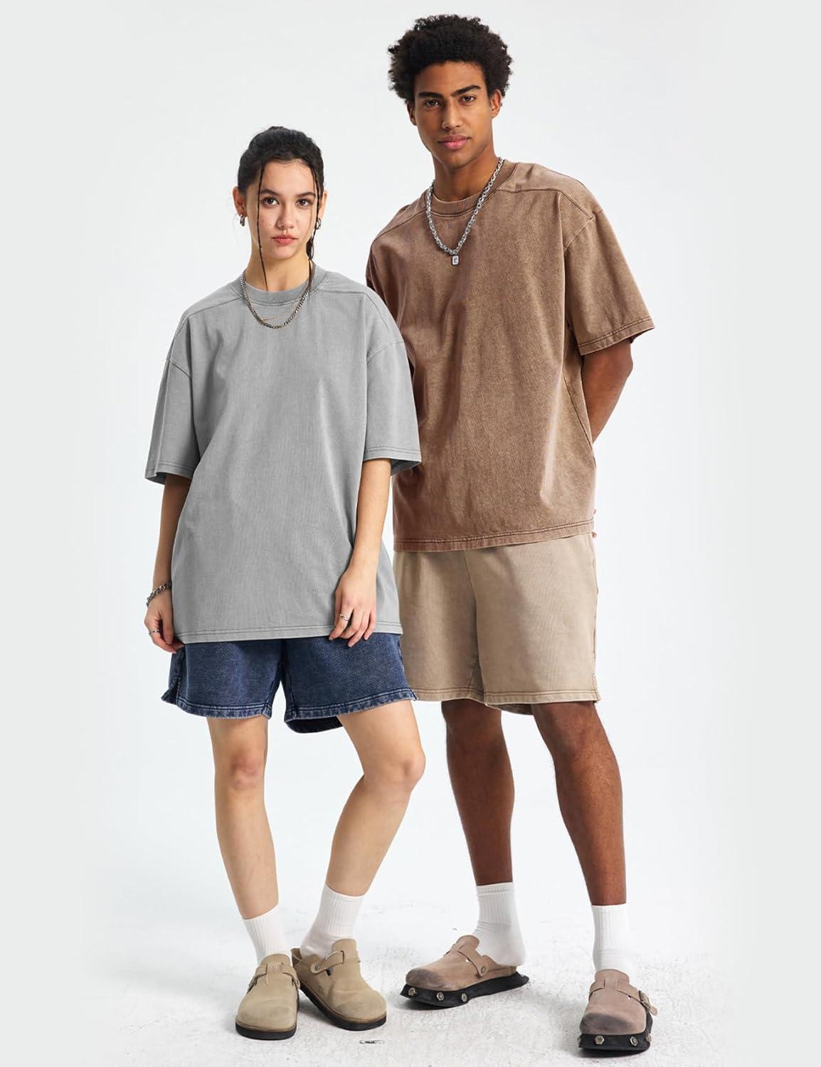 image:imageArssm Oversized Tshirts for Men Acid Wash Loose Fit Vintage Cotton Heavyweight T Shirts Baggy TeesBlackgreykhakiblue