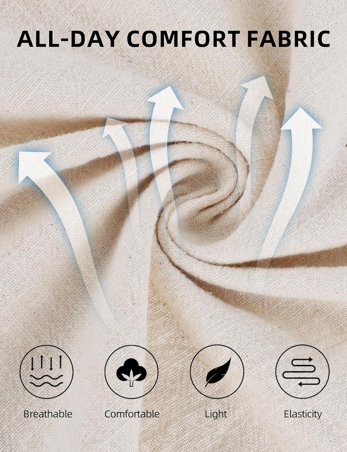 image:imageArssm Mens Cotton Linen Pants Wide Leg Baggy Pants Elastic Waist Casual Summer Beach Palazzo TrousersBeige