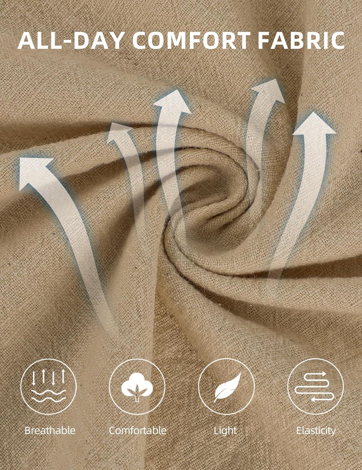 image:imageArssm Mens Cotton Linen Pants Wide Leg Baggy Pants Elastic Waist Casual Summer Beach Palazzo TrousersKhaki