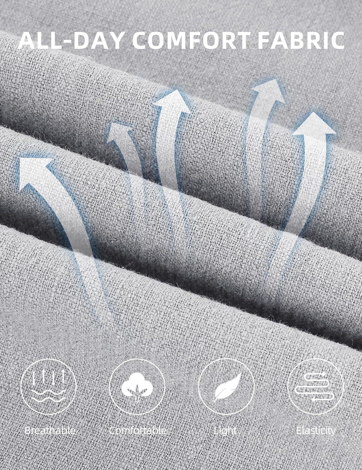 image:imageArssm Mens Cotton Linen Pants Wide Leg Baggy Pants Elastic Waist Casual Summer Beach Palazzo TrousersLightgrey