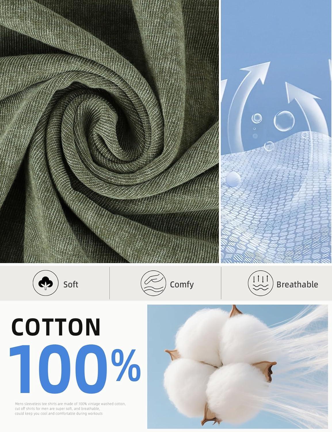 image:imageArssm Sleeveless Shirts for Men Tank Tops Cotton Acid Wash Tees Muscle Workout Running Tank TopsBlackgreyarmybeige