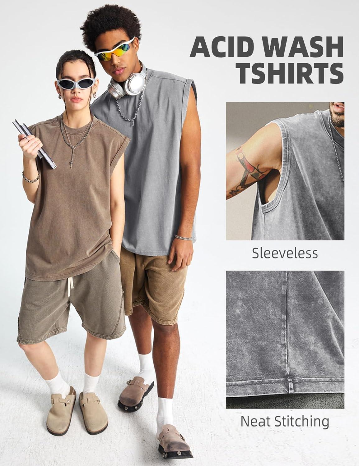 image:imageArssm Sleeveless Shirts for Men Tank Tops Cotton Acid Wash Tees Muscle Workout Running Tank TopsBlackkhakiarmygrey