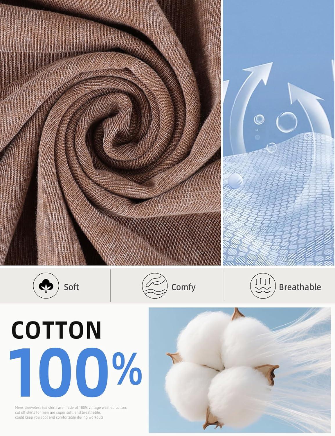 image:imageArssm Sleeveless Shirts for Men Tank Tops Cotton Acid Wash Tees Muscle Workout Running Tank TopsBlackkhakibeigearmy