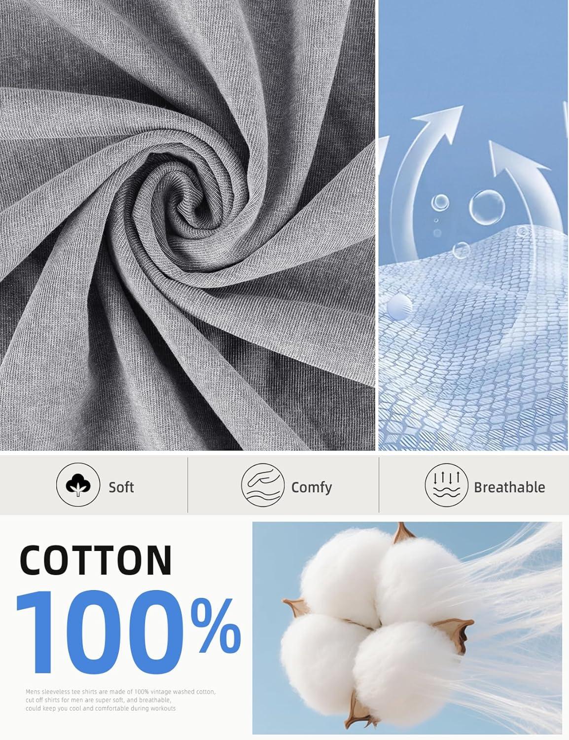 image:imageArssm Sleeveless Shirts for Men Tank Tops Cotton Acid Wash Tees Muscle Workout Running Tank TopsGreykhakibeige