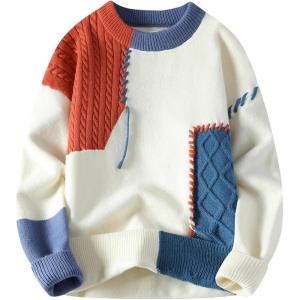 Arssm Men’s Oversized Sweater Graphic Knit Aesthetic Crewneck Streetwear Pullover Jumper Tops(Lightblue)