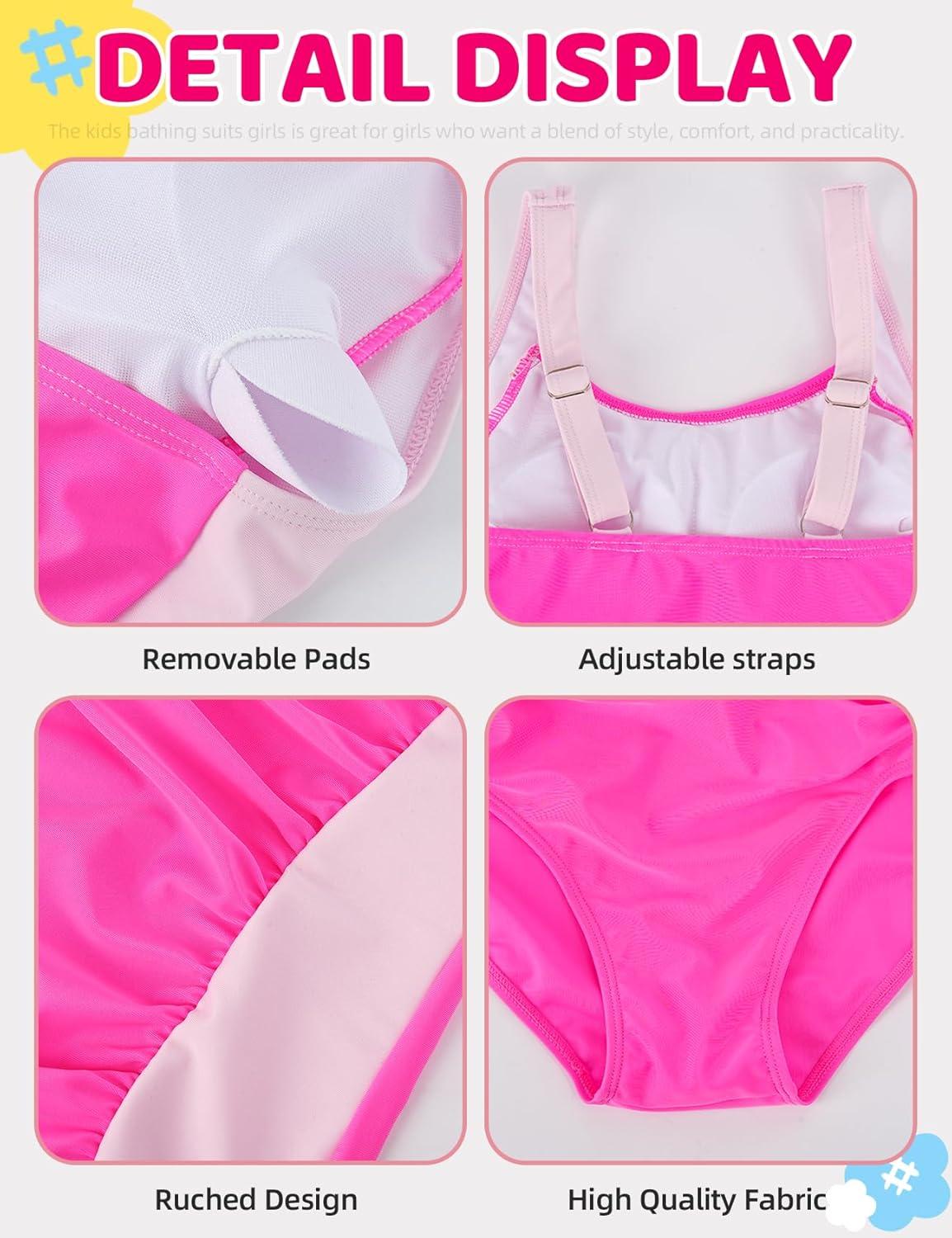image:imageArssm Girls Swimsuit Teen Girl One Piece Swimsuit Ruched Bathing Suit Adjustable Straps Padded Swimwear 916YRosered